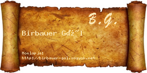 Birbauer Gál névjegykártya